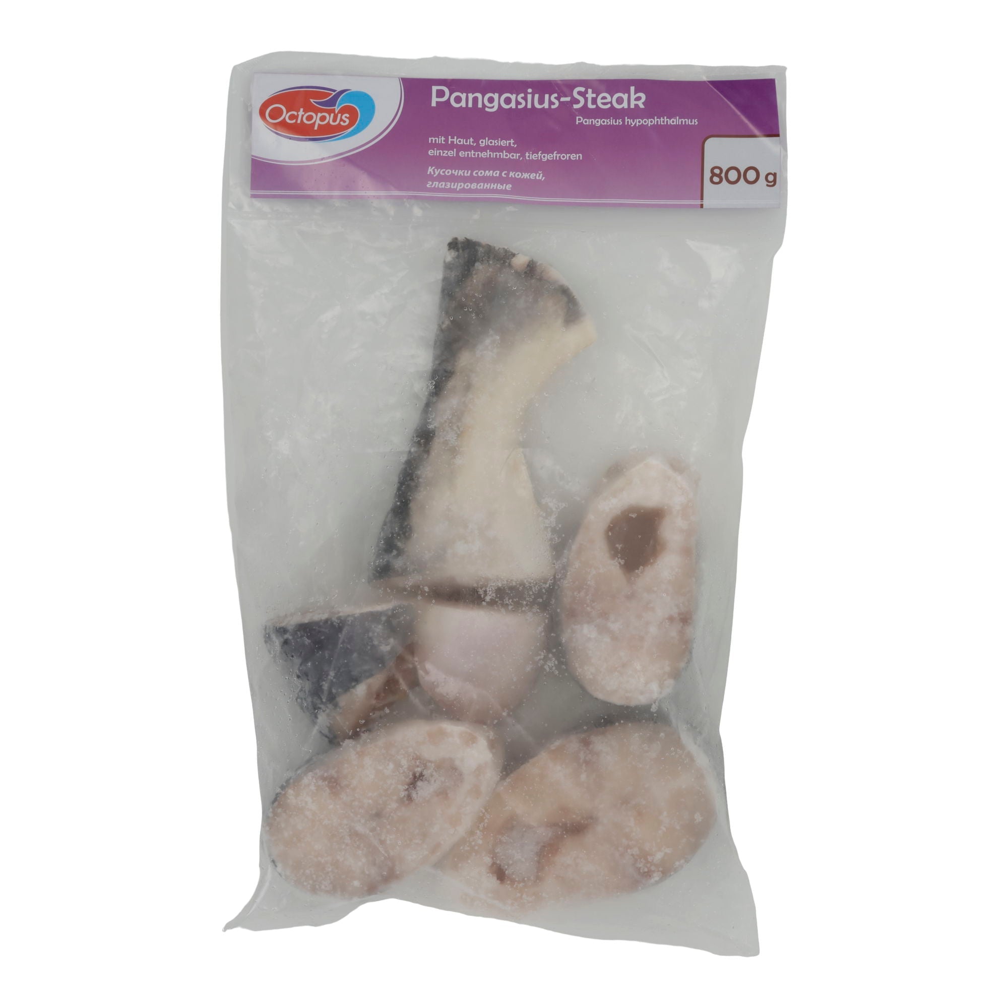 Fisch Octopus | Fisch | Pangasius-Steak, Mit Haut, glasiert, einzeln entnehmbar | 800g OKTOPUS